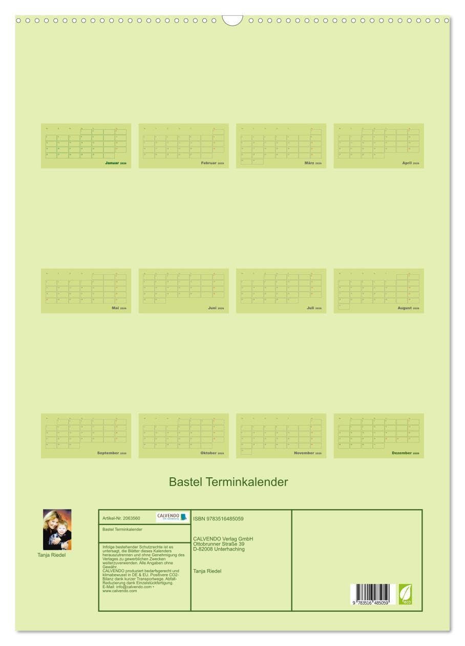 Bastel Terminkalender (Wandkalender 2026 DIN A2 hoch), CALVENDO Monatskalender: Termine haben wir alle! Dieser Bastel Kalender bietet die Möglichkeit ... Ideen freien Lauf zu lassen (CALVENDO Hobbys)