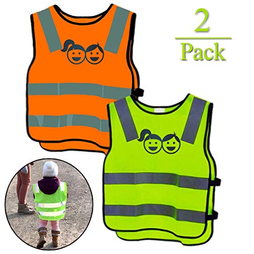 Preisvergleich Produktbild jeeri 2 Pack Sicherheitsweste Kinder, Warnwesten Kinder 360 Grad Reflektierende Sicherheitsweste Gelb, Universal Größe Schutz für Jungs Mädche