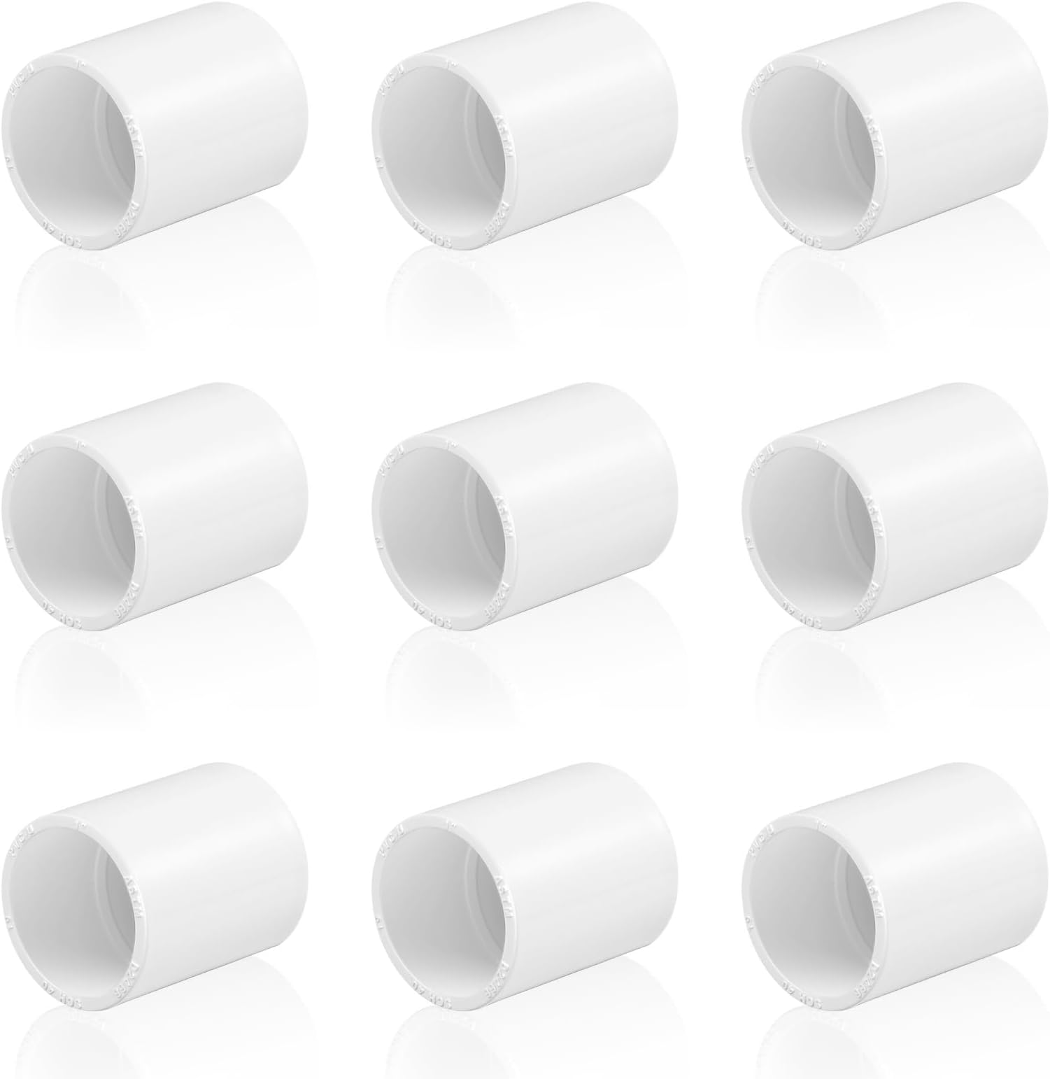 9 pcs 1" PVC Coupling Pipe Fittings (Socket x Socket) Schedule 40 PVC Fittings used For Plumbing and Irrigation