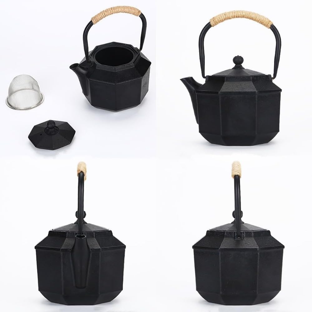 Amazon.co.jp: Poixmoc 鉄瓶 八角 南部鉄器 やかん 直火対応 850ml 鉄