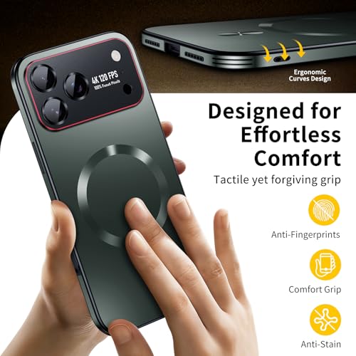 Image of for iPhone 17 Pro Case,Slim Design Compatible with MagSafe,Strong Magnetic Shockproof Military-Grade Protection for Screen & Camera Cover Case for 17 Pro,Green