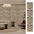ARMURO Wall Paneling for Interior Wall - 4 PCS Hexagon Wall Panels - Hexagon Acoustic Panels - Natural Walnut Wood Veneer Sound Proof Panels for Walls, Wood Slat Wall Panel 23.8" W x 29" L