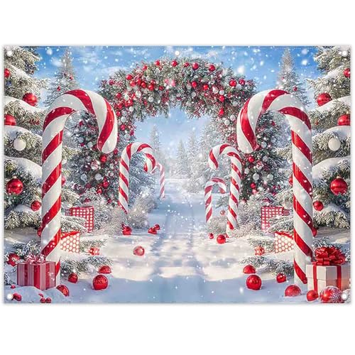 Fondo Fotográfico Tela 8x6ft Navidad Candy Cane miniatura 1