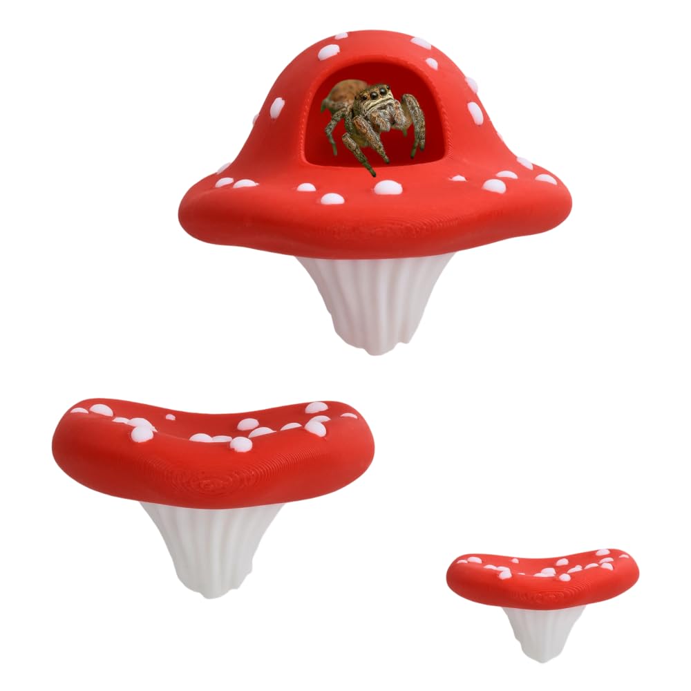 Jumping Spider Mushroom Platform, 3Pcs Magnetic Jumping Spider Enclosure Accessories Terrarium Climbing Hideout for Reptiles Habitat Decor