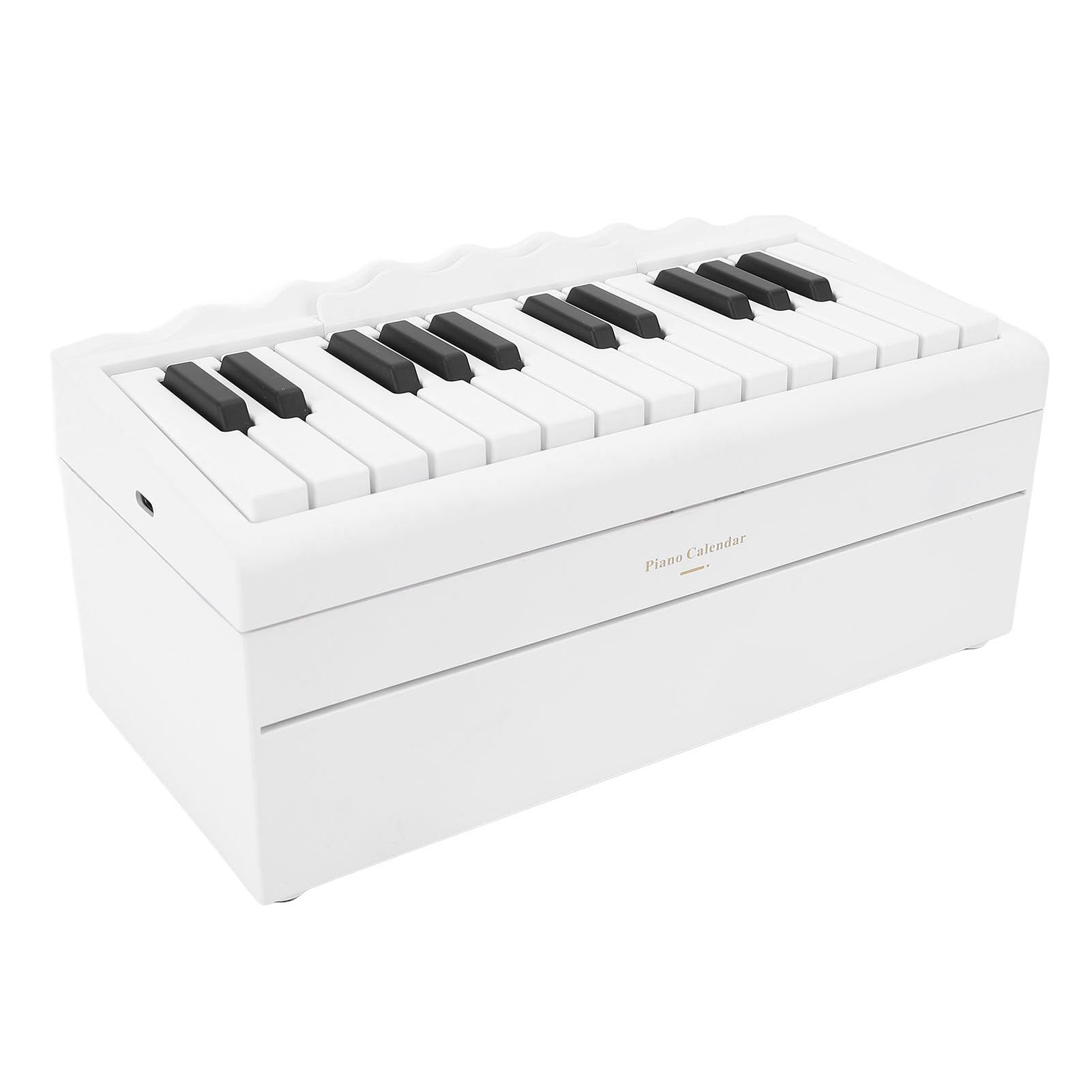 Alomejor Calendario de Piano, Calendario de Escritorio Reproducible con Manivela 2025 con Teclado de 25 Teclas y 52 Partituras Musicales, Gran Regalo para Amantes de la Música y (WHITE)