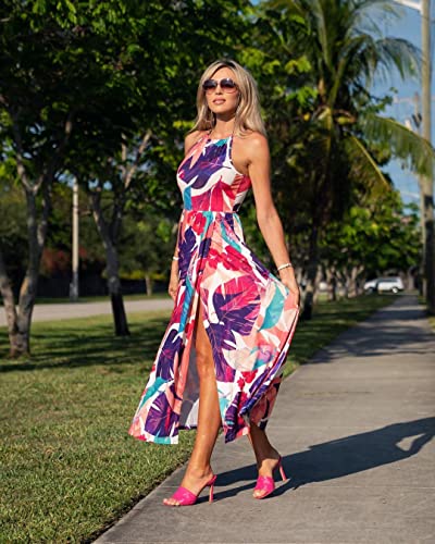 Image of KILIG Women's Summer Floral Beach Flowy Split Maxi Long Dresses