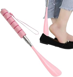 CSSHNL Calzador 2 uds Calzador retráctil Cuerno de Zapato de Acero Inoxidable Calzador de Mango Largo Calzador Duradero Accesorio de Zapato Elevador Zapatos Cuchara Calzador(Pink)