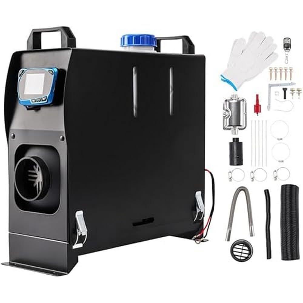 Diesel-Luft-Auto-Standheizung All-in-One, Standheizung Diesel, 8KW 12V Dieselheizung Schnelles Aufheizen mit verbessertem LCD-Schalterdisplay und Fernbedienung für Wohnmobil, Garage (Schwarz)