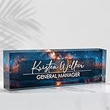 Desk Name Plate Personalized Name Plate for Desk, Office Desk Decor, 3D Style Personalized Plaque Name Plates for Desks Custom Appreciation Gifts for Boss Lady Employee Coworkers (Vast Celestial)