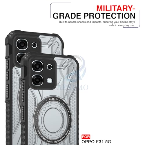 Image of AESTMO Hybrid Shockproof Back Cover Case for Oppo F31 / F33 5G Compatible with MagSafe | Hard Back Case Cover for Oppo F31 / F33 5G (PC & TPU, Translucent Back, Black Sides)