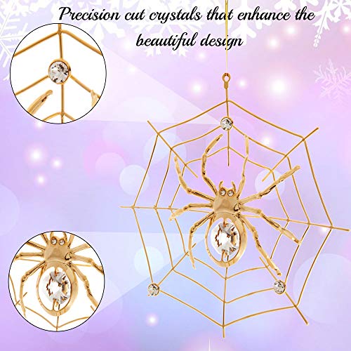 24K Gold Plated Crystal Studded Spider On Web Hanging Ornaments For Christmas Tree, Christmas Spider Miracle Traditions, Decor - The Tradition Of Tinsel Legend Spider On Web Ornament #TOP2