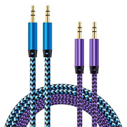 2pack/10 Ft Aux Cord 3.5mm Audio Cable Ox Chord Male To Male Headphone Cord