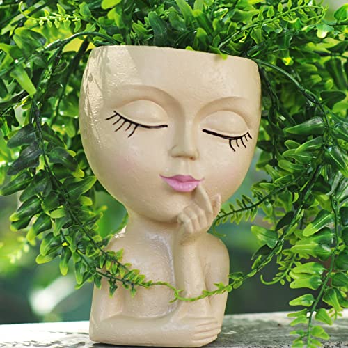 Vasos de rosto com cabeça de vasos bonitos para plantas de interior para plantas, plantadores de cab