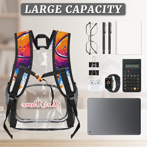 Personalized Small Clear Backpack Stadium Approved Basketball Transparent Backpacks, Basketball Sports3