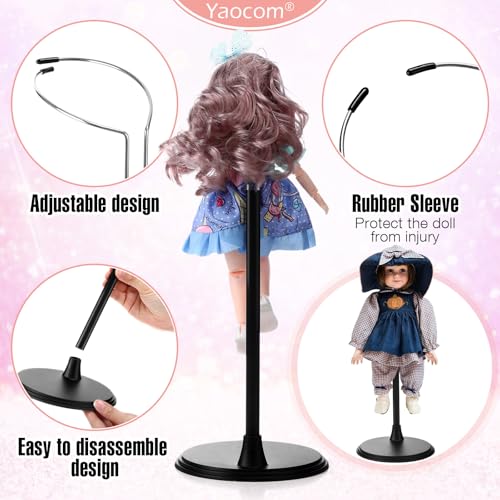 Image of Yaocom 12 Pcs Adjustable Doll Stand Display Holder Action Figure Stands Black Doll Bracket with Expandable Waist Wire for 14 to 24 Inch Dolls Figures Display Rack for Home Store Market