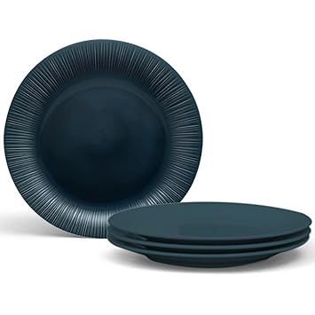 Noritake Porcelain Dinner Plates Set of 4 Pcs  Luxury Premium Dining Kitchen Dinnerware  Conifere Teal Serving Plates, Size 27.5cm Each