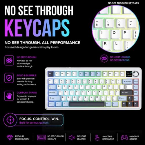 Image of AULA F75Max 75% TKL Wireless Mechanical Keyboard | Hot Swappable | Pre-lubed Linear Switches | RGB Backlit | 2.4GHz /Type-C /Bluetooth Gaming Keyboard (F75Max Ice Blue, Reaper Switch)