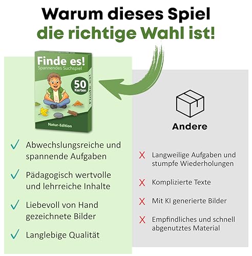 GLÜCKSWOLKE - Finde es I Draußen die Natur neu entdecken I Outdoor Schatzsuche für Kinder I Entdecker Spielzeug & Kinderspiel I Spiele ab 4, 5, 6, 7, 8 Jahre I Geschenk für Mädchen und Junge