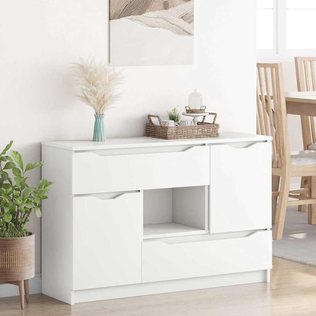 Credenza bianca, 65,5 x 30 x 100 cm, comò con cassetto e 2 ante