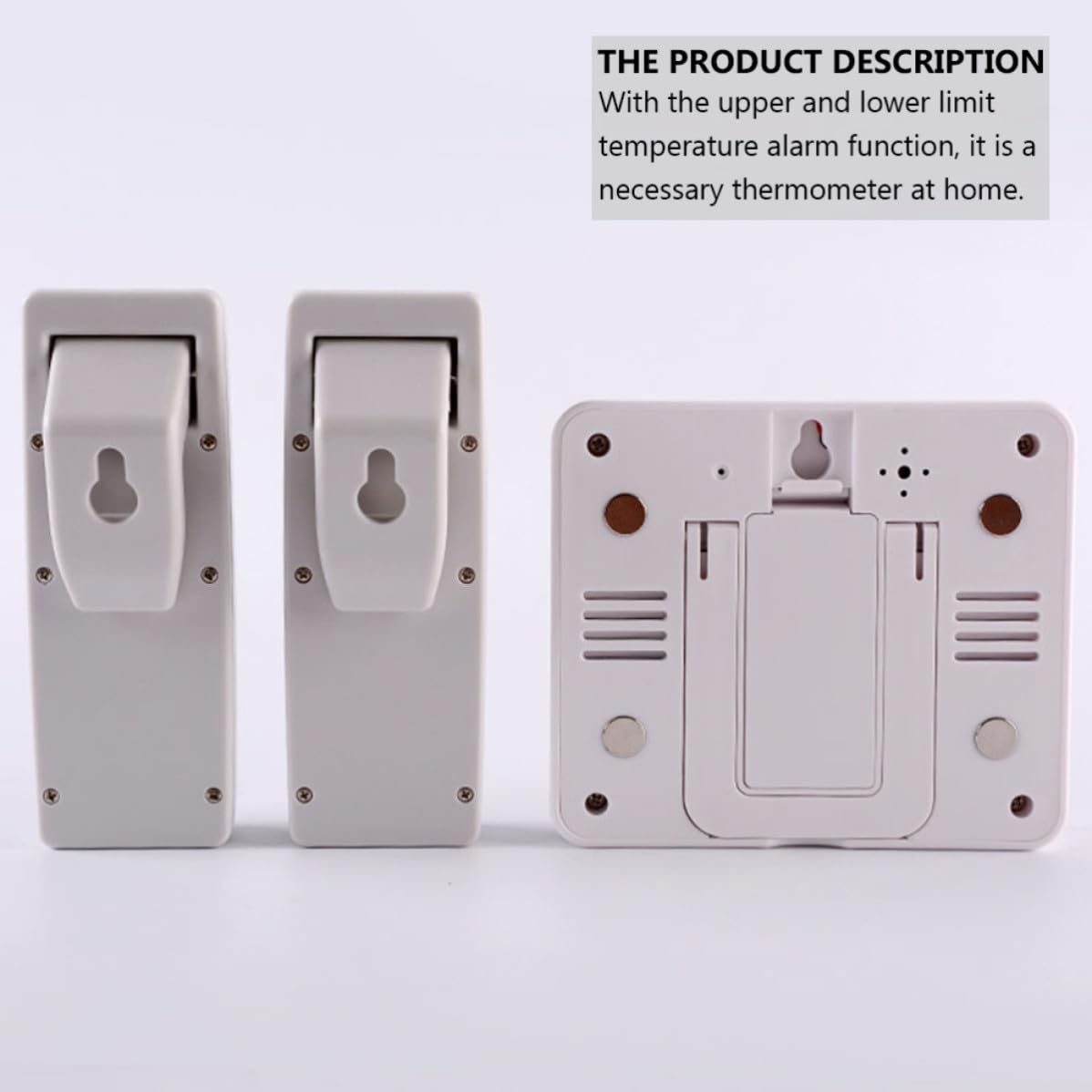 jojofuny Termometro Digitale per Frigorifero con 2 Sensori Wireless, Display Lcd, Supporto Portatile in Plastica e Magnetico per Uso Interno ed Esterno