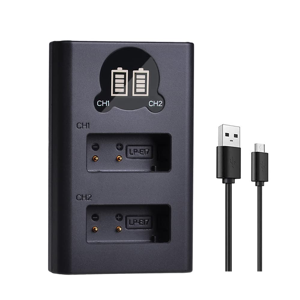 DuraPro Lot de 2 Batteries LP-E17 + Double Chargeur LCD USB avec Port de Type C pour appareils Photo numériques Canon EOS M3 M5 M6 200D 250D 750D 760D 800D Rebel T6i T6s 8000D 9000D