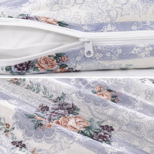 Image of Super Premium Quilt Cover Double Bed with Zipper Blanket Cover /rajai Cover /Comforter Cover /Duvet Cover King Size Soft Cotton Skin Friendly Stuff 90x100 Inches, White & Blue | TC - 300