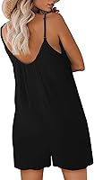 Vista 4 de Womens Summer Casual Sleeveless Strap Loose Adjustable Jumpsuits Stretchy Shorts Romper with Pockets