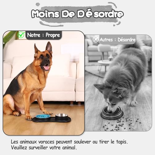 MateeyLife Hundenapf-Set 3-in-1, Anti Schling Napf Hund & Edelstahl-Wassernapf mit Anti-Rutsch-Silikonmatte, Katzen- und Welpennäpfe Futterschalen für kleine, mittelgroße und große Rassen