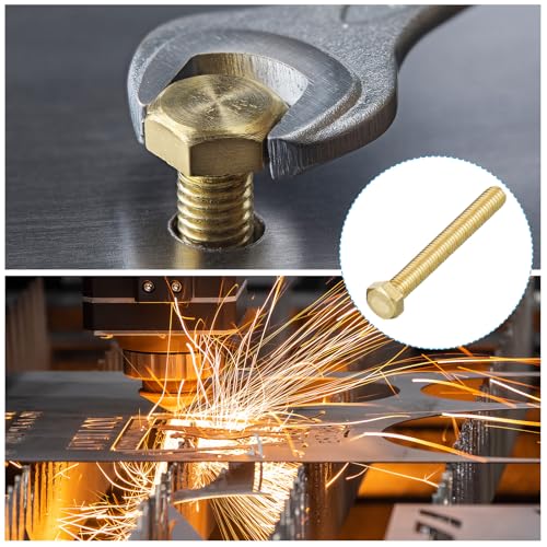 Image of METALLIXITY Hex Head Screw Bolt (3 /8-16x3) 2Pcs, Brass Fully Threaded Solid Brass Hex Bolts Machine Screws - for Machinery Repair