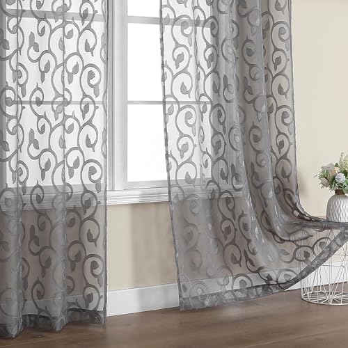 OWENIE Furman Sheer Curtains 84 inches Long for Bedroom Living Ro...