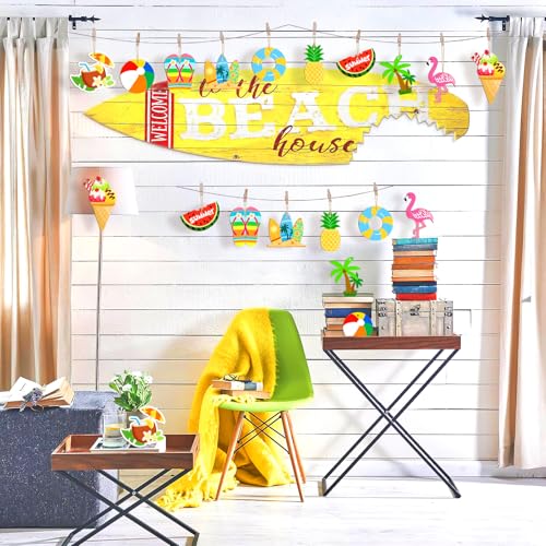 36PCS Wooden Summer Ornaments to Paint, 12 Styles DIY Blank Unfinished Wood Beach Cutouts Ornament for Crafts Hanging Decorations, Watermelon Surfboard Slippers Coconut Tree Home Decorations Gifts - Thumbnail 6
