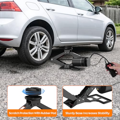 Image of Electric Car Jack, 3 Ton Electric Scissor Jack for Car, SUV, MPV | Alloy Steel Car Jack Kit, Efficient Motor for Rapid Lifting, Portable Tire Change Kit, Outdoor Car Emergency Kit