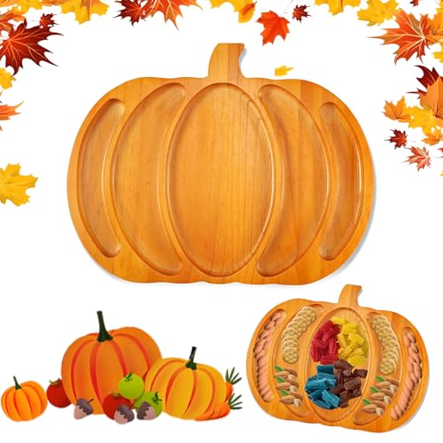 AQUGOO 1 Pcs Pumpkin Shaped Bamboo Serving Plate...