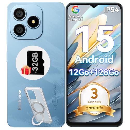 Blackview Wave 9C Telephone Portable Pas Cher 4G, 6.56'' HD+ Smartphone Pas Cher, Téléphone Portable 12Go+128Go/2To TF, Android 15, 5000mAh, 13MP+8MP, Étui de...