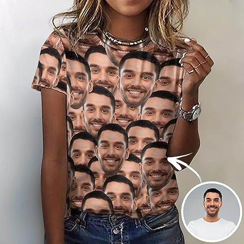 Custom Women's T-Shirt with Faces Galaxy Personalized Print Short Sleeve Shirts2