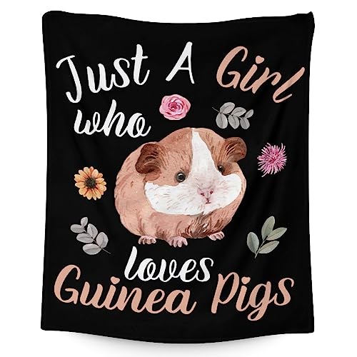 Guinea Pig Blanket Gifts - 60x80 Inches Cute Throw for Girls - Black Soft Fuzzy Blankets for Bed, Couch & Living Room