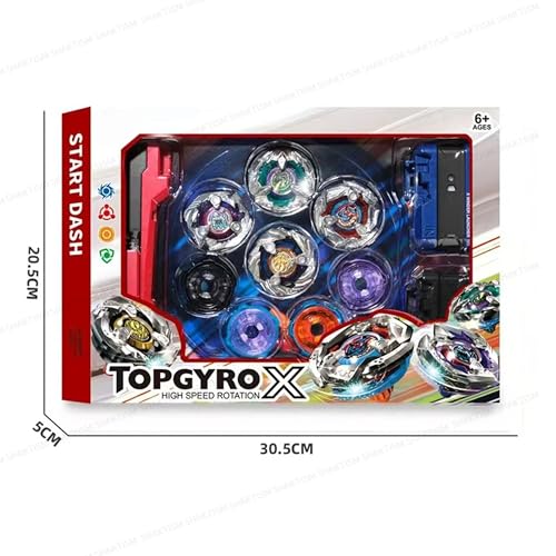 Image of SHAKTISM Battling Top Burst Gyro Toy Blade Battle Set with 4 Spinning Tops, 2 Launchers 1 Rapicords, Portable Storage Box, for Kids Ages 6+