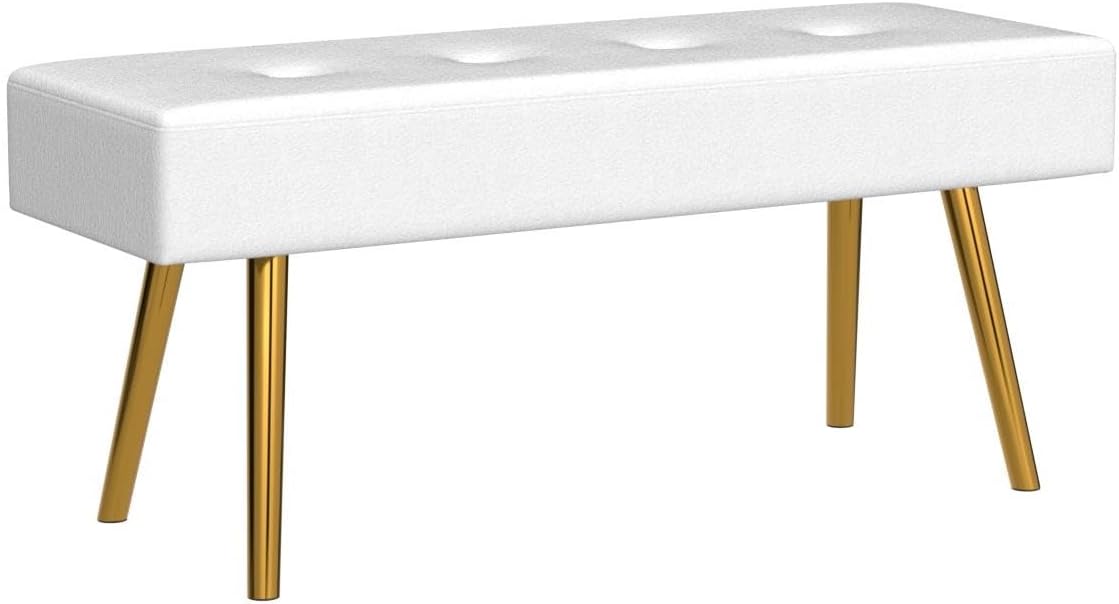 Modern Entryway Bench with Thick Cushion, Solid Tufted Ottoman, No Arms, Dining Bench for Living Room, Bedroom