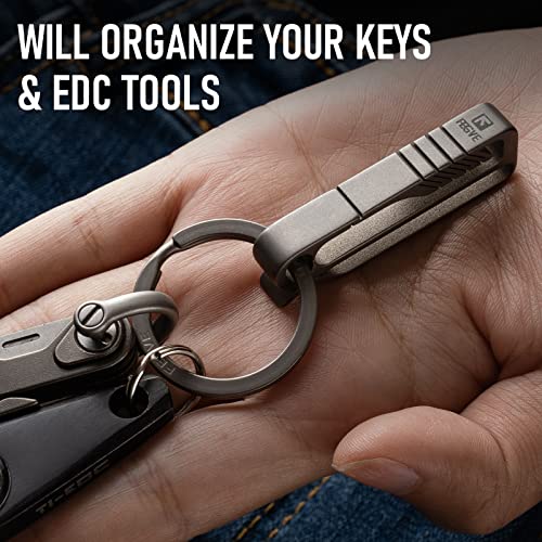Fegve Keychain Clip, Titanium Belt Clip Key Clip With Key Ring, Key Chain Clip Belt Key Holder Black Keychain For Men(Grey) #TOP2