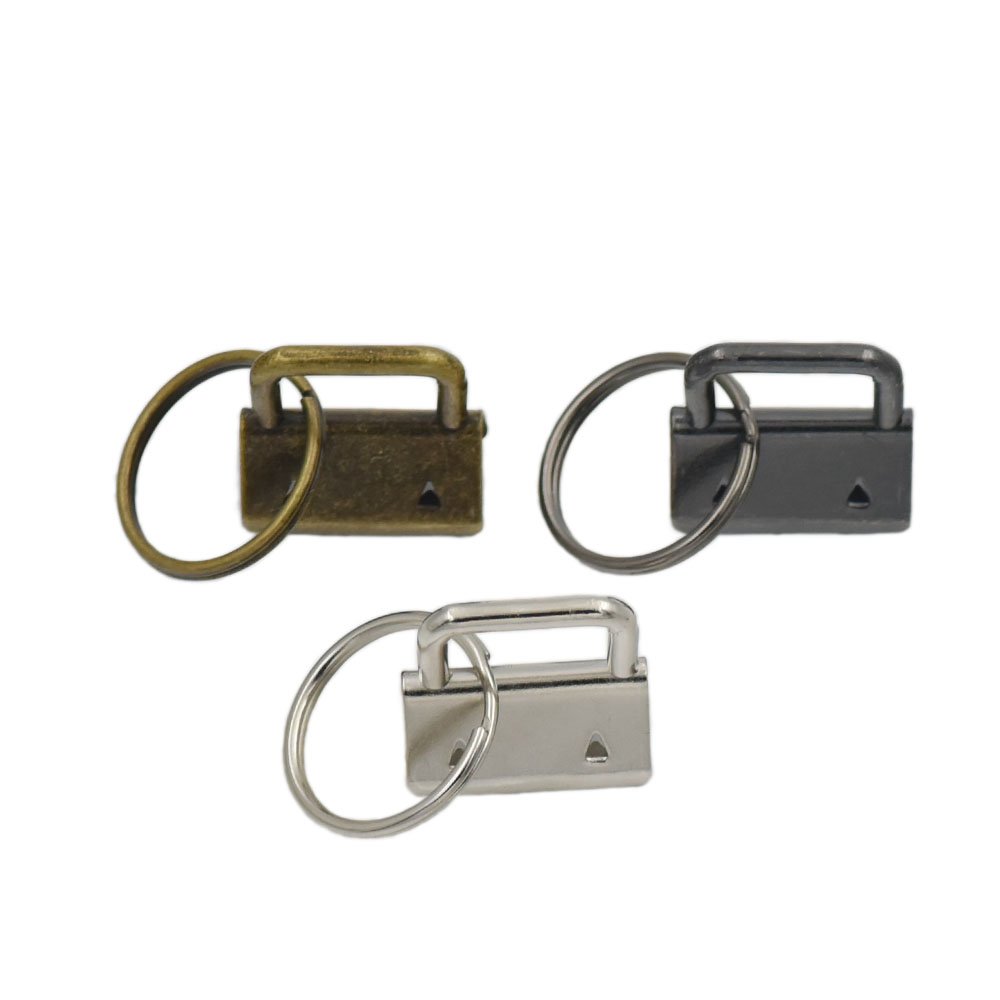 100 pezzi portachiavi Hardware 2,5 cm 25 mm + portachiavi 2,5 cm per split Ring cinturino Wristlets cotone Nickle bronzo Nickle-Black