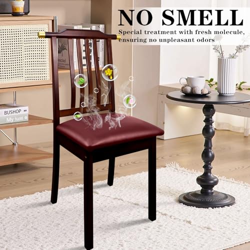 Image of Pu Leather Dining Chair Seat Covers Set of 6, Waterproof Kitchen Chair Covers Stretch Chair Cover for Kitchen /Dining Room /Hotel, Tasteless seat Covers for Chairs (Wine Red - 6 PCS)