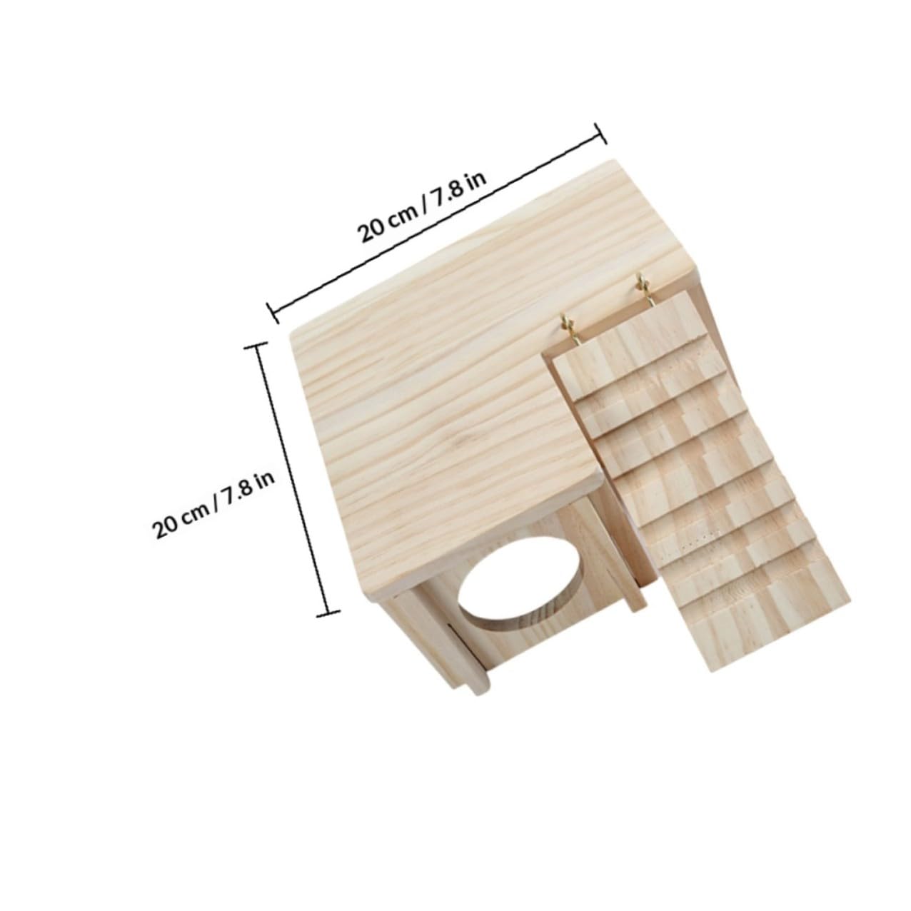 jojofuny Maison Ludique en Bois pour Hamster et Rats, Cachette Échelle, Habitat pour Rongeurs, Adaptée pour Cage Intérieure et Activités