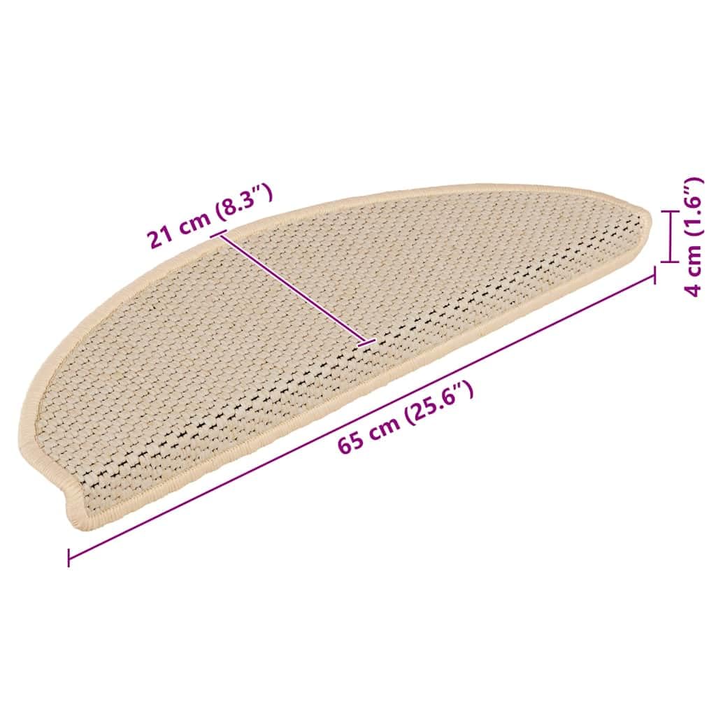 vidaXL Tapis d'Escalier Autocollants Aspect Sisal 15 pcs, Moquettes de Marches, Protections d'Escalier, Tapis de Marche, Berbère 65x21x4 cm