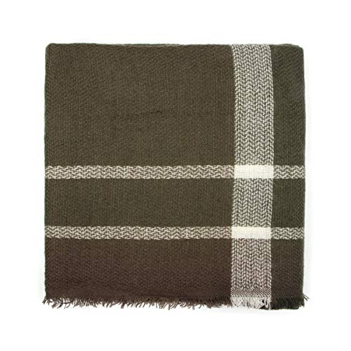 Mys Collection Women's Shawl Wrap Warm Scarf - Cozy Oblong/Plaid Blanket/Stripe Light Circle Infinity (Blanket - Olive Green) #TOP2