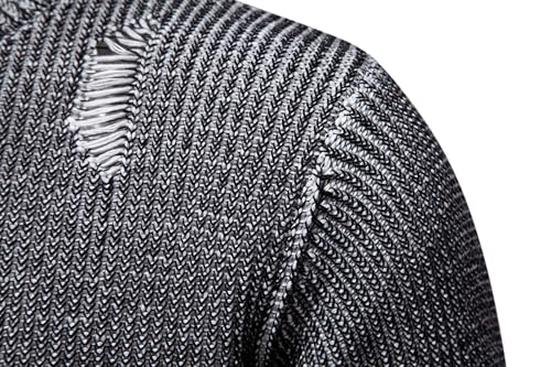 Men's Ripped Hole Sweater Pullover Long Sleeve Destroyed Raglan Knit Sweater Vintage Slim Fit Distressed Knit Jumper Tops4