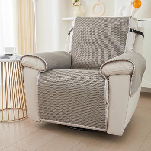 PA-DABAOO Honeycomb Recliner Cover, Home Sofa Cover, Furniture Protective Cover with Elastic Band, Single Recliner Cover, Suitable for Most Recliners on The Market,Grey