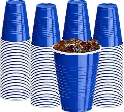 Blue Plastic Party Cups, 18 oz – BPA-Free Disposable Drink Cups for Cold Beverages, Parties, Events, Catering & Everyday Use – Pack of 40
