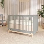 Dream On Me Hygge 5-in-1 Convertible Crib in Sea Grass&Vintage Oak, JPMA & Greenguard Gold Certified, Converts from Baby Crib to Toddler Bed, Daybed/Kids Sofa and Full-Size Bed