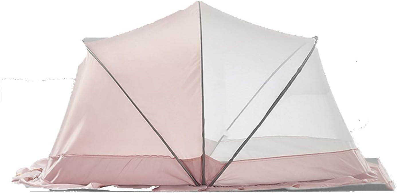 Moustiquaire pliante lit portable sans fond abri rose anti-pique
