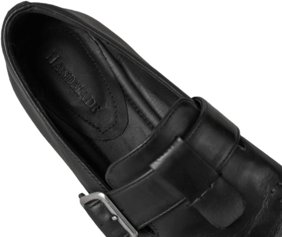 TinaCus Genuine Leather Comfortable Flats Women's Round Toe Handmade Buckle Casual Shoes